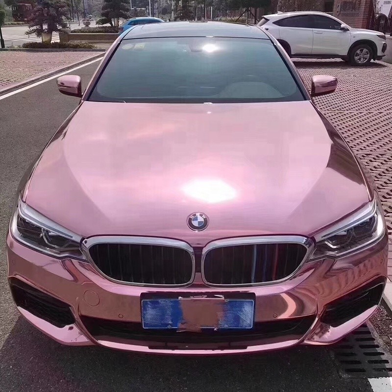 Self Healing Rose Gold Chrome Vinyl Car Wrap Air Release Waterproof