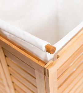 China Durable Bamboo Home Furniture Wood Double Laundry Hamper Clothing Organizer wholesale