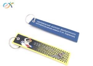 China Personalized Printed Logo Embroidered Key Rings Sublimation Woven Fabric Custom wholesale