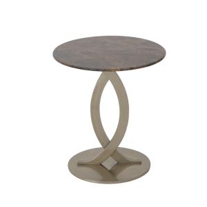 China Brown Marble Metal Side Table Matt Bronze Marble Top Side Table wholesale