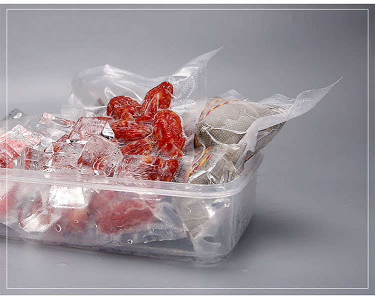 Storage Vacuum Plastic Bag For Food Three Sides Seal Transparent Nylon Lamination