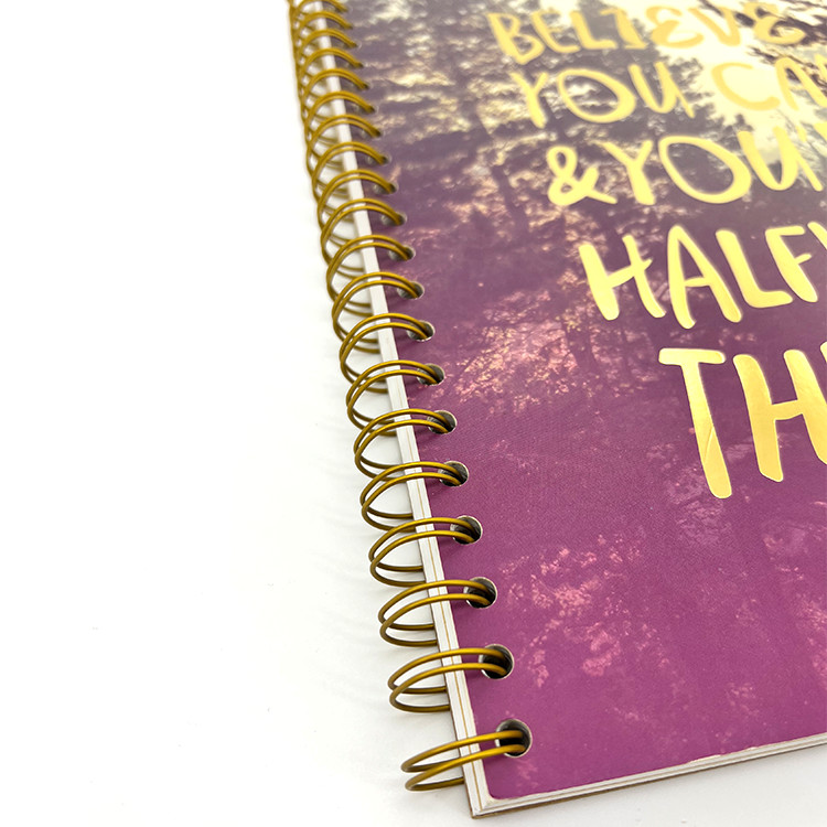 Hole Punch Golden Binding Spiral Notebook Printing Blank Pages