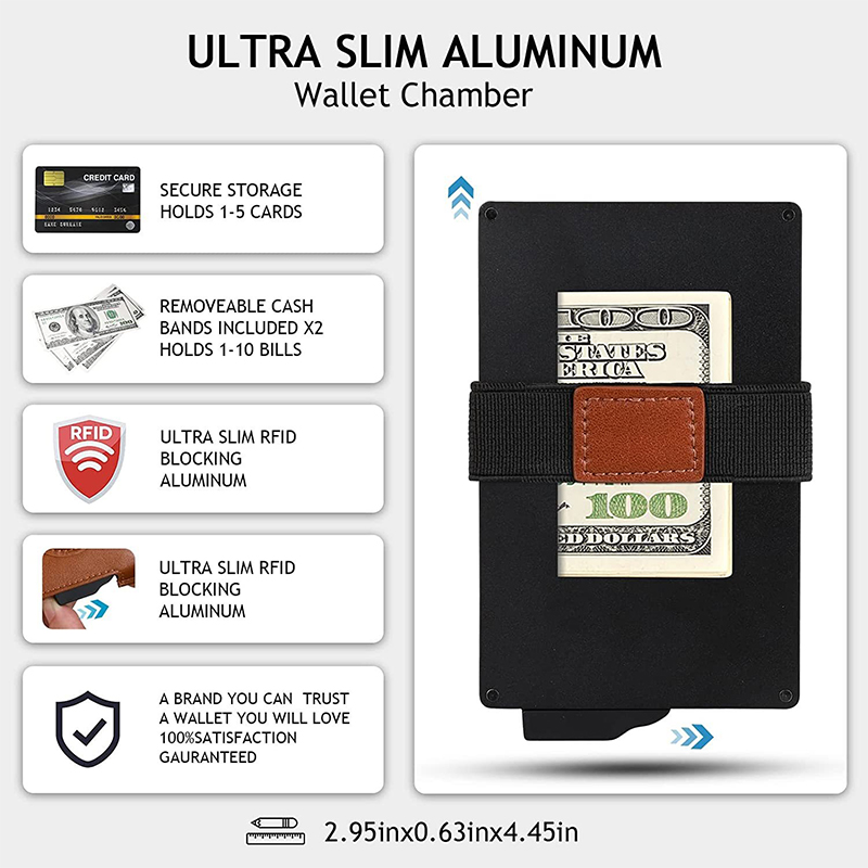 Fashion Style Custom PU Leather Slim RFID Blocking Smart Pop Up Credit Card Holder Wallet for Men