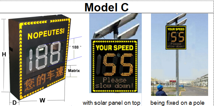 12 Inch Or 13.4 Inch Digit Led Vms Board Radar Speed Limit Signs P10 Pixel Pitch