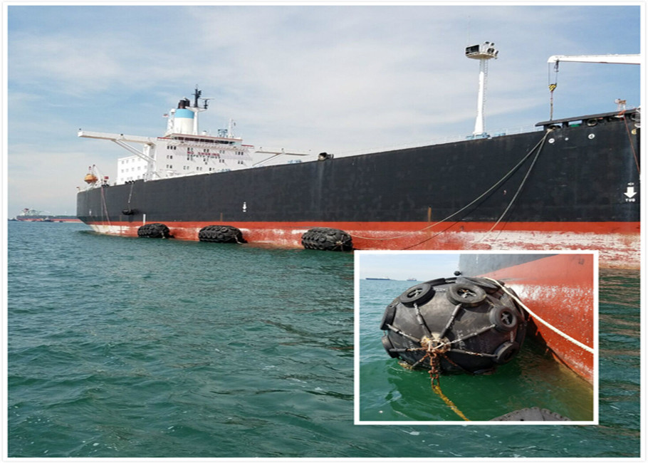 Yokohama STS STD Pneumatic Rubber Fender Marine Ball With Chain And Tires Net