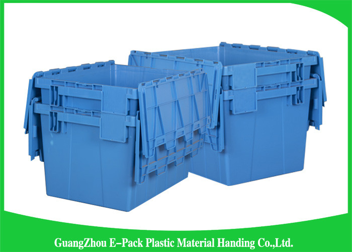 Colored Logistic Plastic Attached Lid Containers Easy Stacking Long Service Life