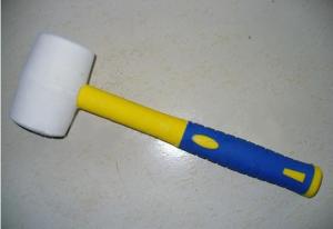China white rubber hammers with yellow fiberglass handle blue TPR grip wholesale
