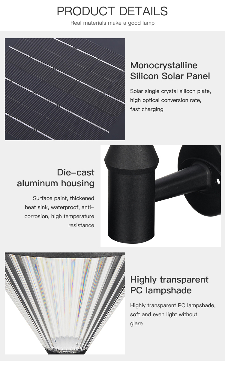 IP65 Easy Install LED Solar Wall Lights Outdoor , Aluminum High Lumen Solar Light 100lm