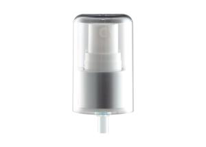 China Silver Cosmetic Makeup Pump Dispenser Aluminum Type With AS Material Full Cap wholesale