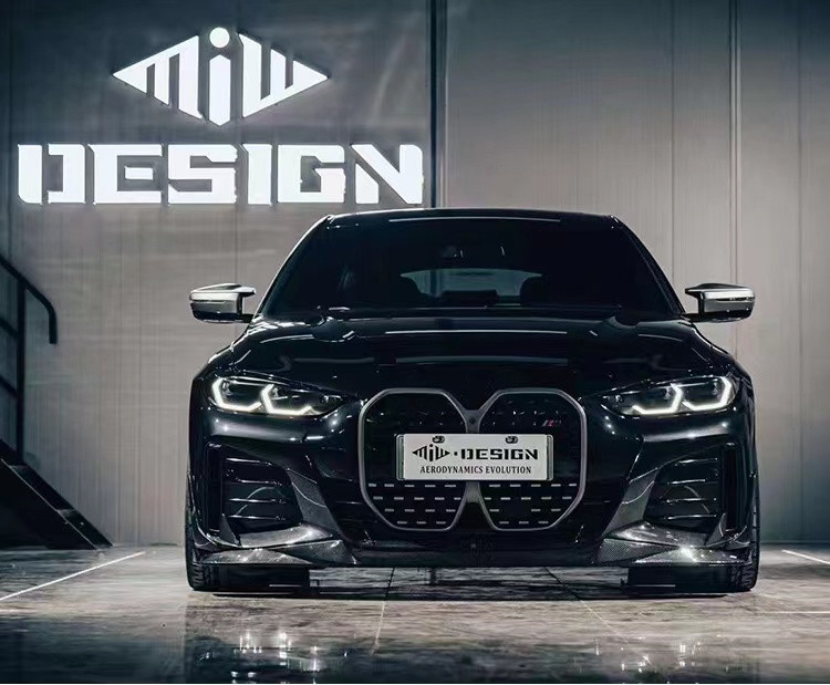 For BMW I4 Carbon Fiber Body Kit I4 Carbon Fiber Front Lip Diffuser Spoiler Side Skirt Hood I4 Body Kit