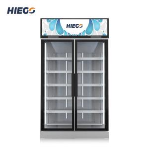 China Air Cooling Double Glass Door Display Chiller 980L R290 Single Temperature wholesale