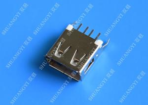 China Straight Solder Type USB A Female Plug Connector Jack Silver Tone wholesale
