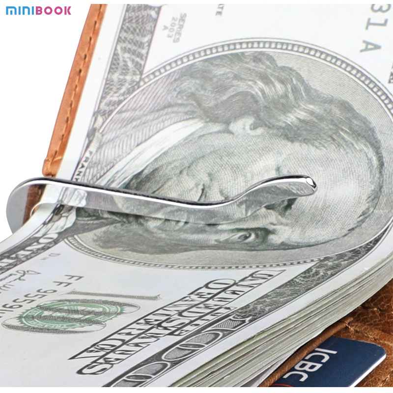 Men's Genuine Leather Money Clip Wallet with RFID Protection and Slim Bifold Design