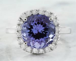 China 6.02 CTW Natural Blue Tanzanite Ring 18K Solid White Gold wholesale