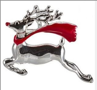 Christmas CZ / 925 Silver Brooch Round Red Shape CZ Pin Brooch For Anniversary Gifts Merry Christmas