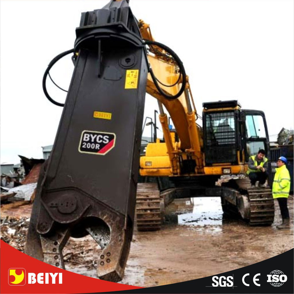 BEIYI BYCS 200RT/250TR rotary type hydraulic scrap shear for Excavator mobile steel Demolition cutter