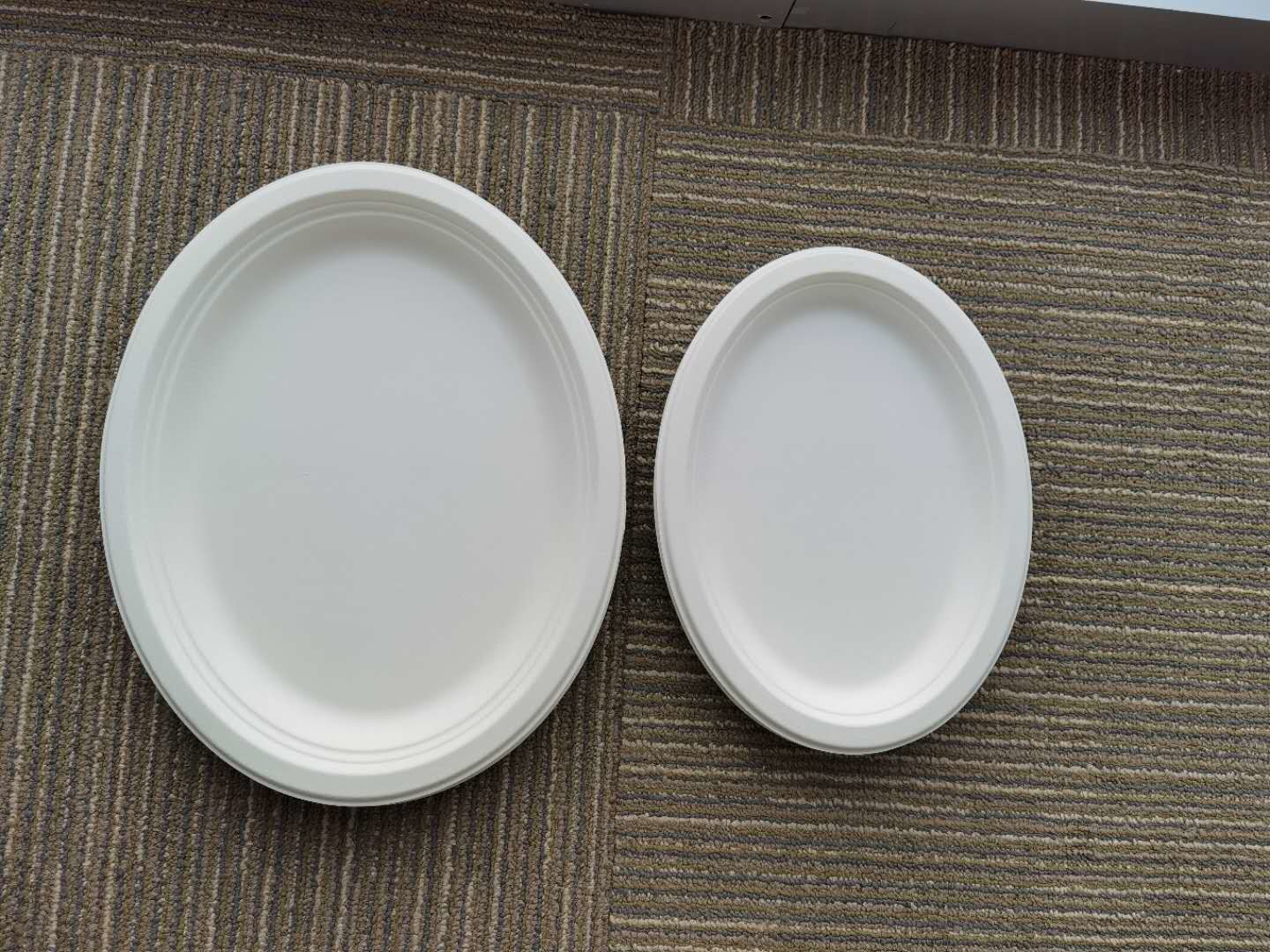 10 / 12 Inch Oval Restaurant Nature Bagasse Paper Plates