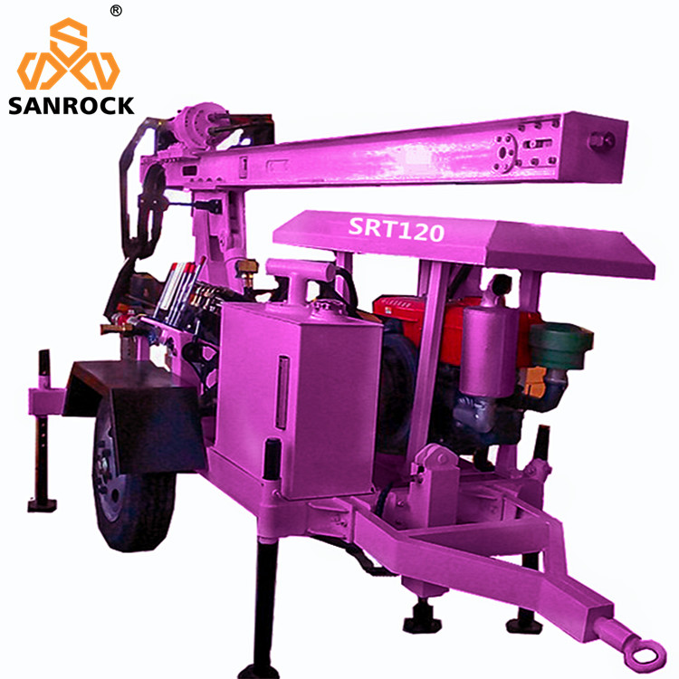 Trailer Mounted Water Well Drilling Rig 120m Deep Portable Water Well Drilling Rig