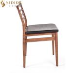 80cm Height Nordic Solid Wood Leather Chair Low Back For Restaurant