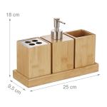 100% Natural Bamboo Sustainable Toothbrush Holder Cup Soap Dispenser Bath Set