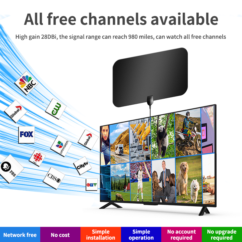 Uhf Booster Broadcast Digital 99900miles For Smart Amplified Hdtv Indoor Tv Antenna