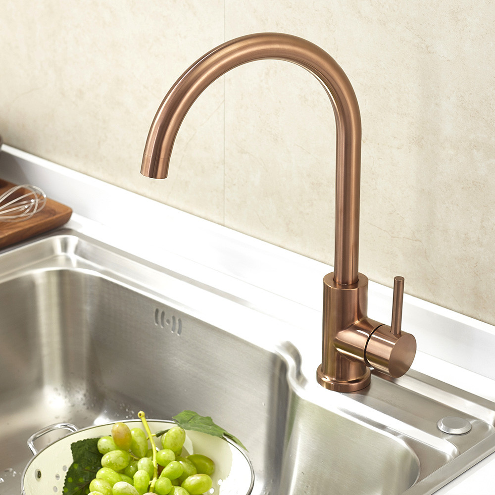 Stainless Steel 304/316 Material Kitchen Fitting Single Handle Sink Faucet Hot Sales Water Faucet With Copper Color