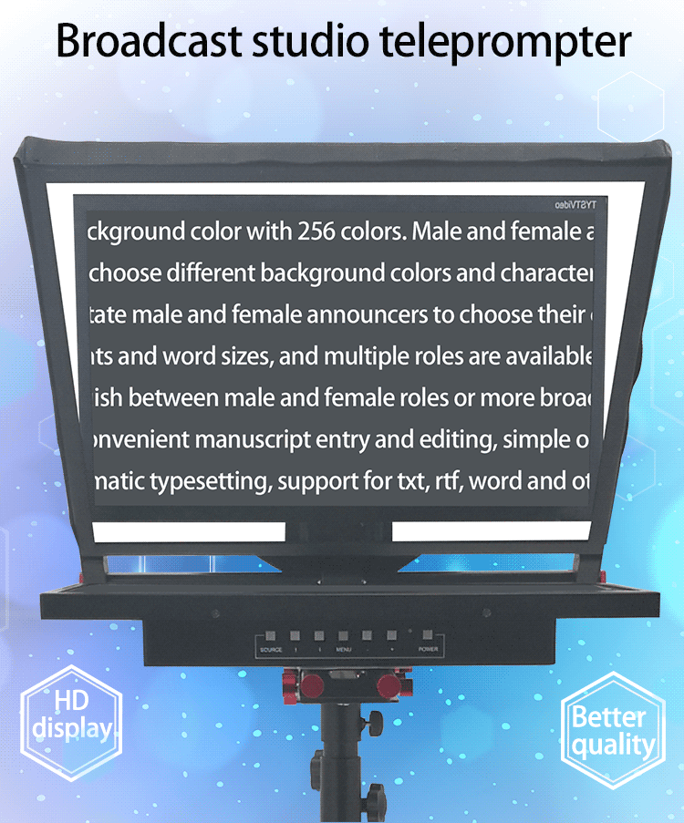 24 inch Single Screen Wireless Remoter Tripod Broadcasting Announcer Teleprompter for Live Stream