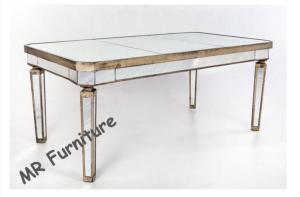 China 86 Inches Mirrored Rectangular Glass Dining Table For Restaurant / Home wholesale