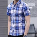 Slim Fit Checkered Pattern Mens Casual Dress Shirts Short Sleeve Fast Drying