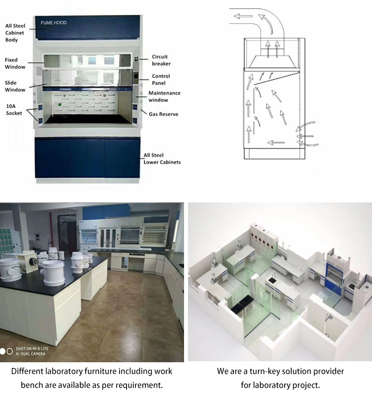 Laboratory equipment explosion proof lab fume hood with scrubber