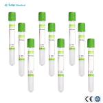 13x100mm Plastic Blood Collection Tubes Green Top Lithium Heparin Additive