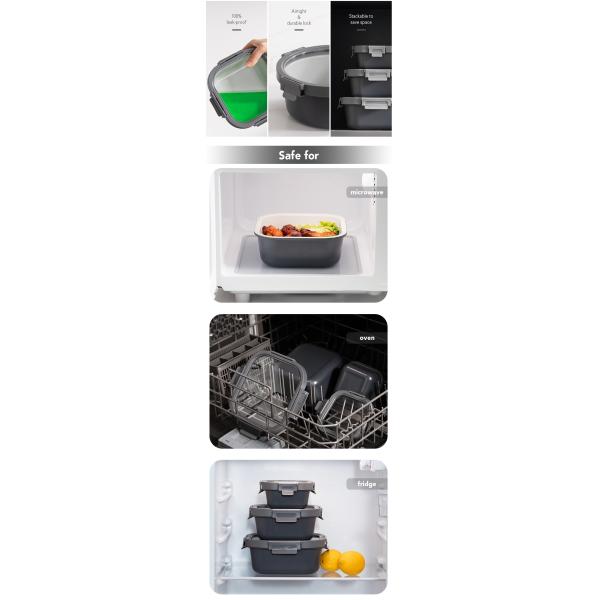 IKOO Non Stick Coating Glass Food Container With Glass Lid Customized Freezer Safe