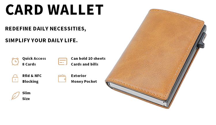Minimalist Slim Metal Pop Up Rfid Blocking Business Credit Wallet for Daily Life
