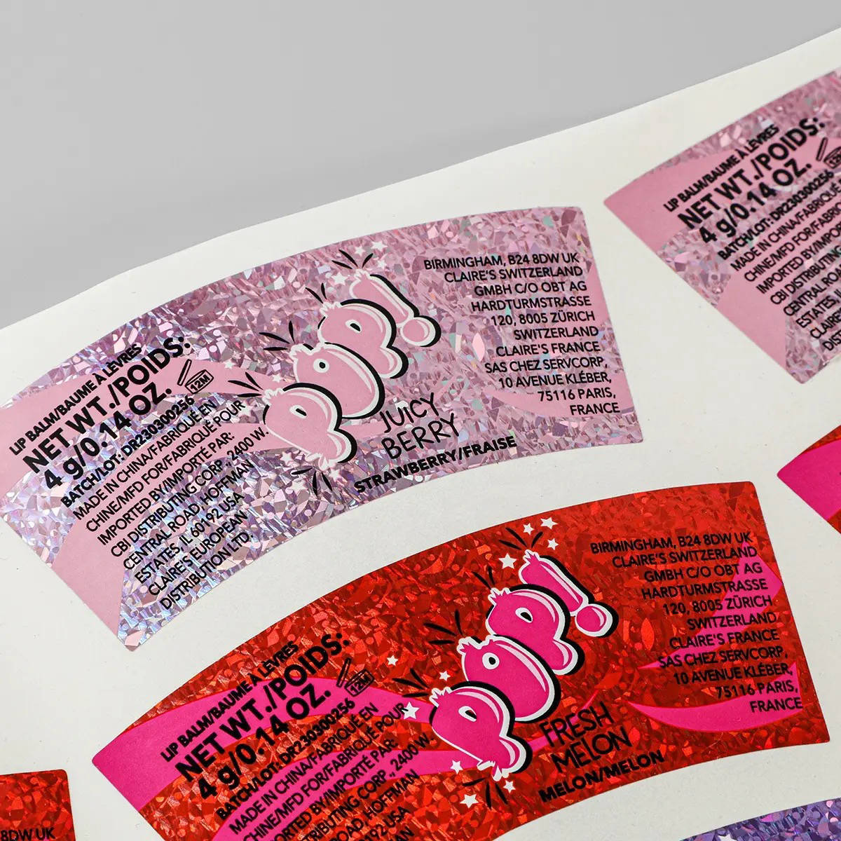 Waterproof Vinyl Adhesive Sticker Custom Printed Holographic for Perfume Candle Packaging