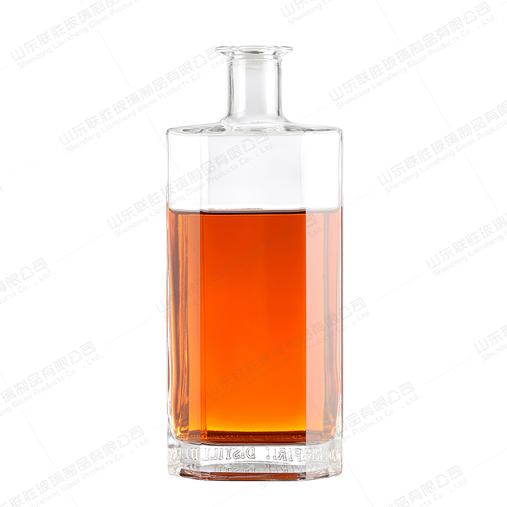 Rubber Stopper Sealing Type Octagonal Flat 750ml Glass Bottle for Wine Vodka Tequila