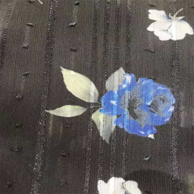 Silver Yarn Sublimation Printed Fabric 75dx75d Digital Printed 120gsm Polyester Fabric