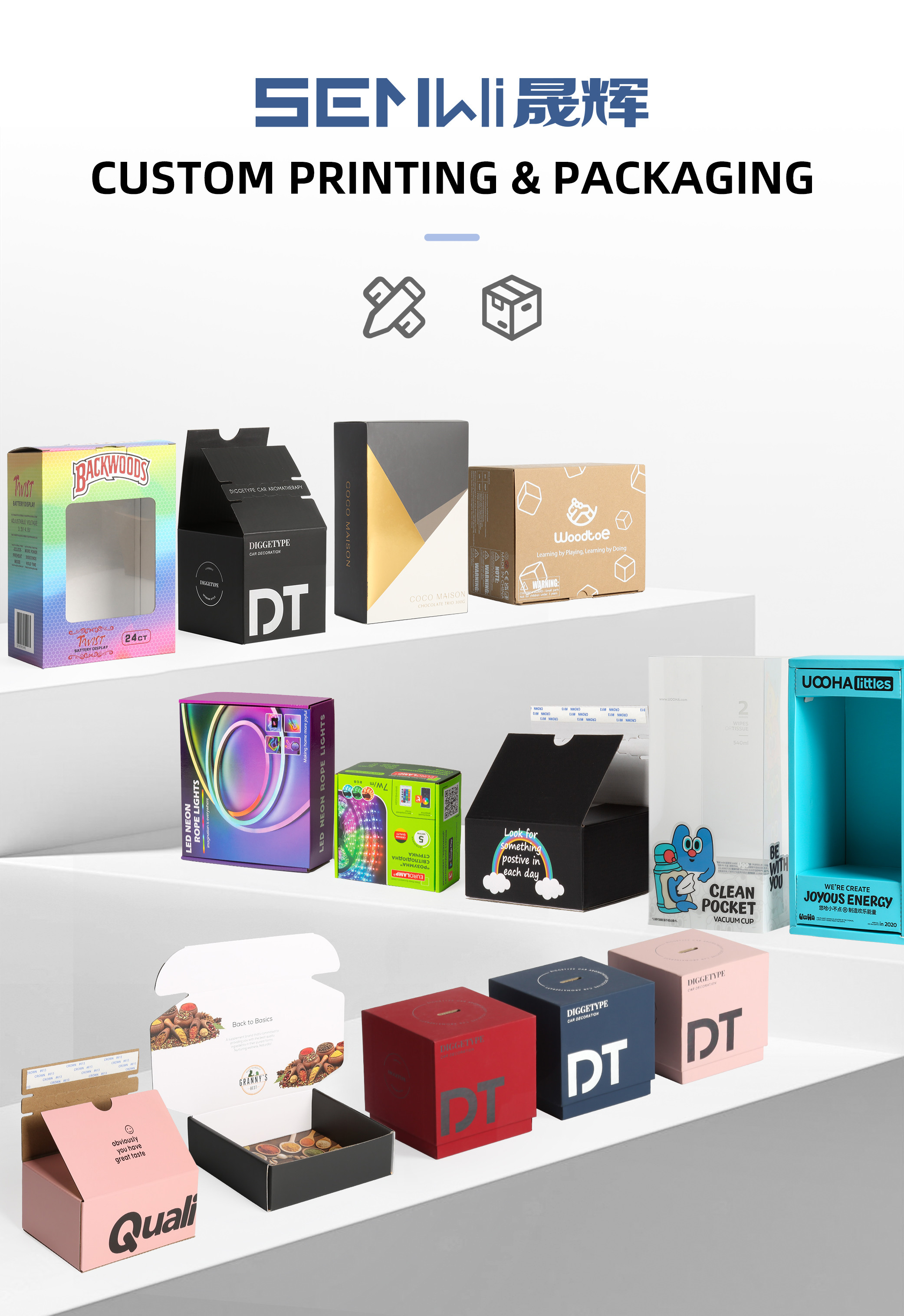Paper Gift Box With PVC Windows Tuck End Boxes Full color Printing Small Gift Box