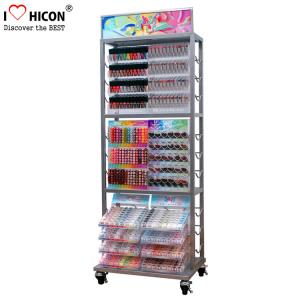 China Movable Metal Nail Polish Cosmetic Display Stand Clear Beauty Organizer wholesale