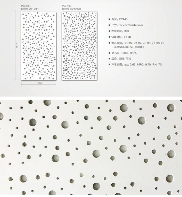 Waterproof Perforated Acoustic Sound Absorption Gypsum Board for Ceiling