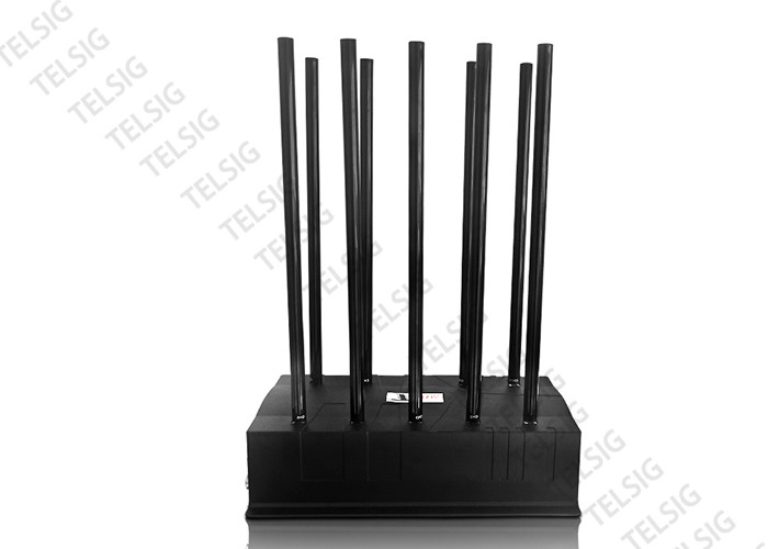 24 Hours 100W High Power Mobile Phone Jammer 10 Antenna Adjustable With AC Adapter