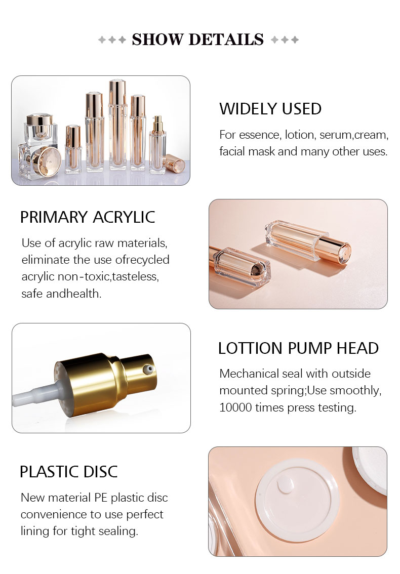 Round Plastic Acrylic Luxury Cosmetic Cream Lotion Pump Bottle 50ml