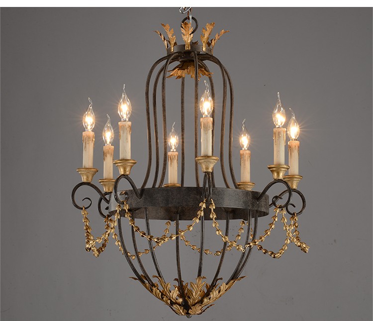 Antique french wrought iron chandelier for Indoor home hotel pendant lights (WH-CI-45)