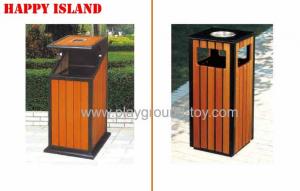 China Pine Solide Wood Park Trash Cans , Outside Trash Cans For Recycling RHA-14804 wholesale
