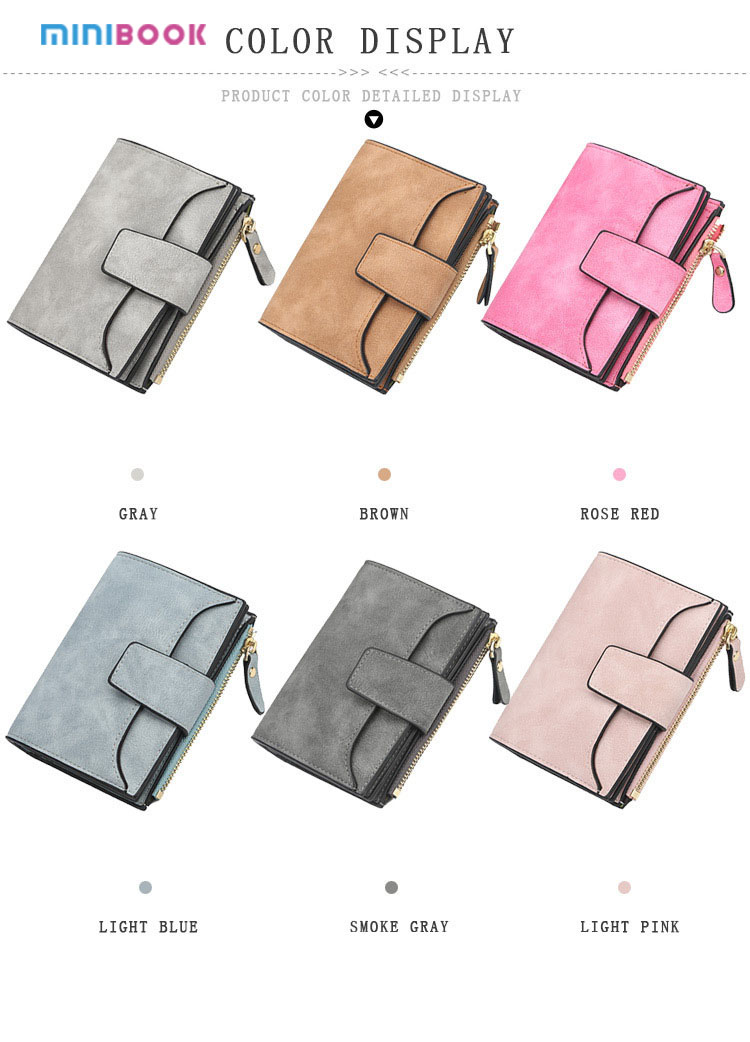 ISO9001 Certified Minibook PU Leather Purse Chain Card Holder Wallet for Ladies