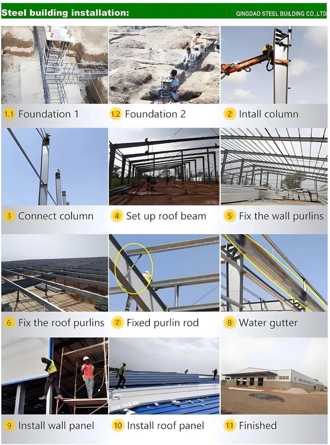 Long Term Use Prefabricated Photovoltaic Steel Structure Plant Workshop