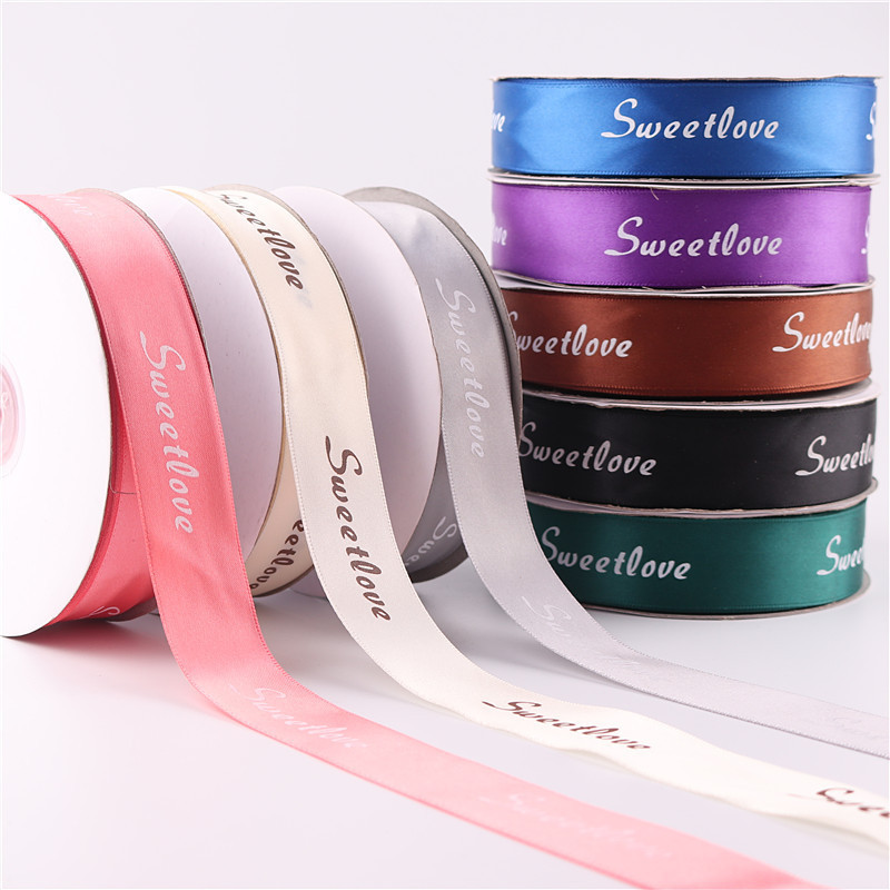 Flower Shop Custom Ribbon Polyester Silk Ribbon Printing Logo For Gift Packing