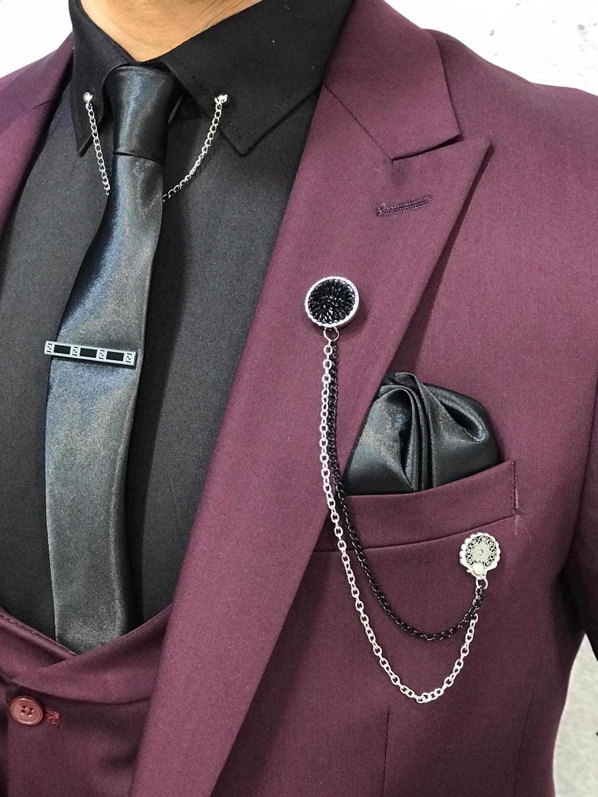 Wedding Wool Tuxedo 3 Piece Suit For Men Slim Fit