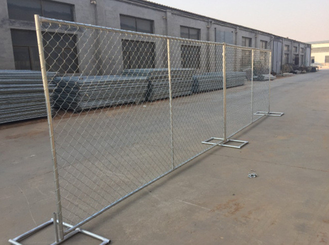 Galvanized Metal Construction Fence Panels Chain Link 75x75mm 6x12ft