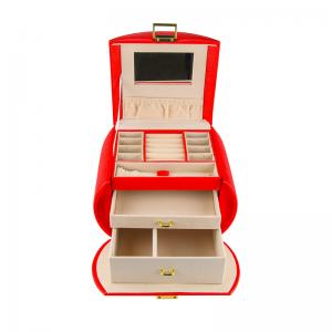 China Red MDF Jewelry Gift Boxes Bulk Packaging PU Leather Jewelry Organizer Case wholesale