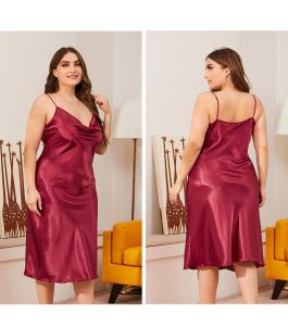 China Satin Knitted Sexy Silk Sleepwear Pajamas Nylon Sleeveless Night Dress wholesale